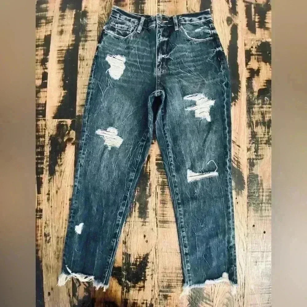 BLUE REVIVAL High Rise Distressed Boyfriend Jeans NWOT Size 28 - Picture 4 of 12